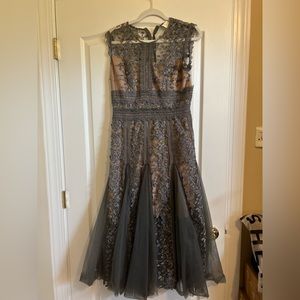 BRONX & BANCO Megan Midi Dress Lace Embroidered Cocktail Party